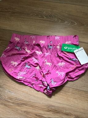 **NWT** Soft, Honeydew Intimates Hot Pink Horse-Print Athletic Lounge Shorts